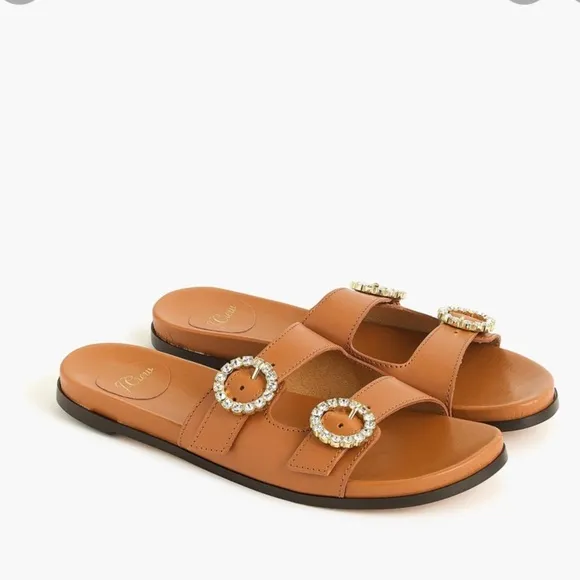 J. Crew Bedford Two Strap  Rhinestone Sandals