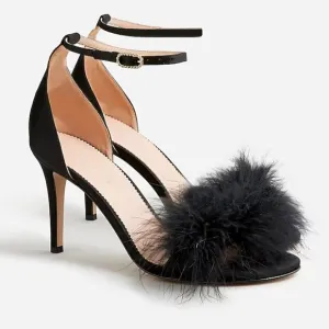 J. Crew Collection Rylie feather strap heels BS879 black shoes 7