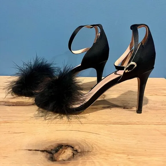 J. Crew Collection Rylie feather strap heels BS879 black shoes 7