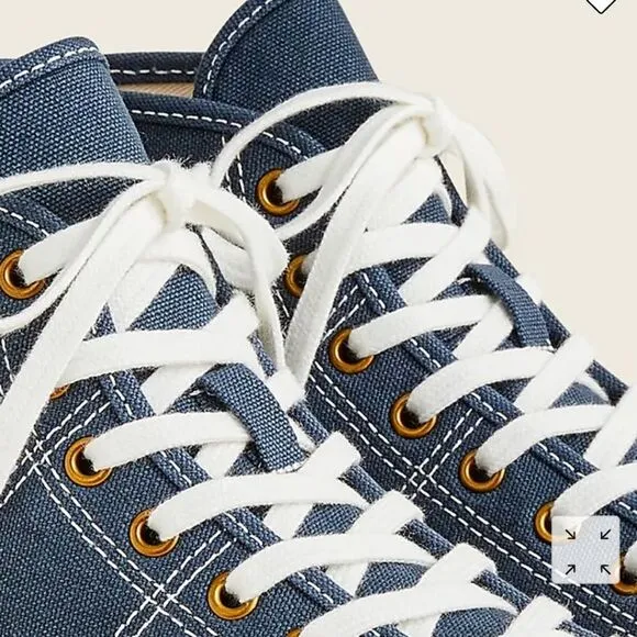 J. Crew High Top Lace Up Sneakers Midnight Ivory Women's Size 8 Blue White