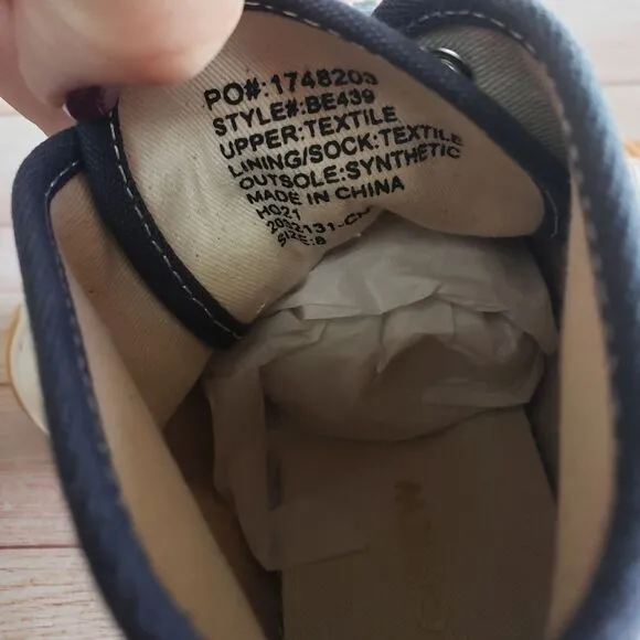 J. Crew High Top Lace Up Sneakers Midnight Ivory Women's Size 8 Blue White