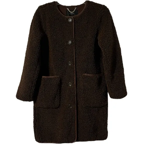 J. Crew Teddy Jacket Textured Sherpa Luxury Knit Chocolate Brown Size Medium