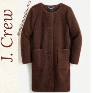 J. Crew Teddy Jacket Textured Sherpa Luxury Knit Chocolate Brown Size Medium