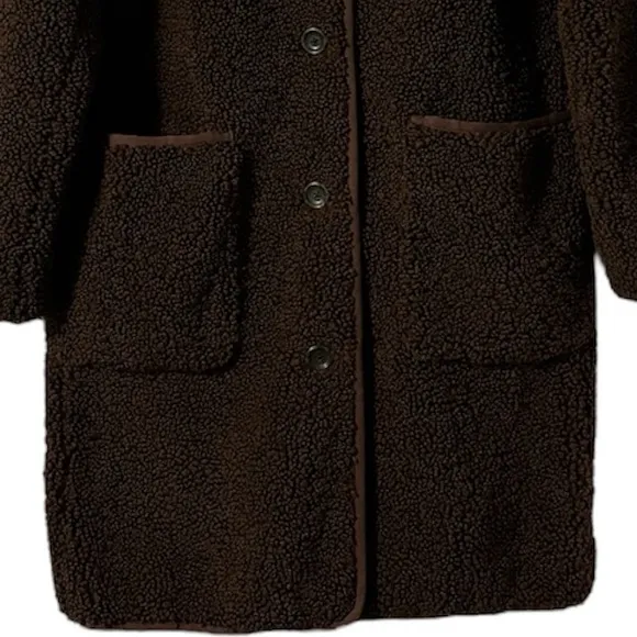 J. Crew Teddy Jacket Textured Sherpa Luxury Knit Chocolate Brown Size Medium