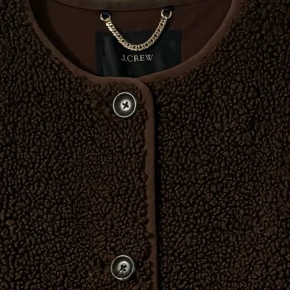 J. Crew Teddy Jacket Textured Sherpa Luxury Knit Chocolate Brown Size Medium