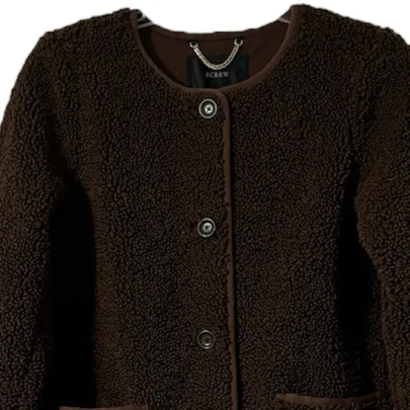 J. Crew Teddy Jacket Textured Sherpa Luxury Knit Chocolate Brown Size Medium