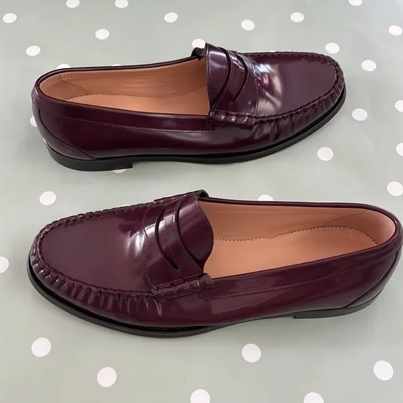 J. Crew Winona penny loafers in spazzolato leather BA190 Red 10.5 shoes