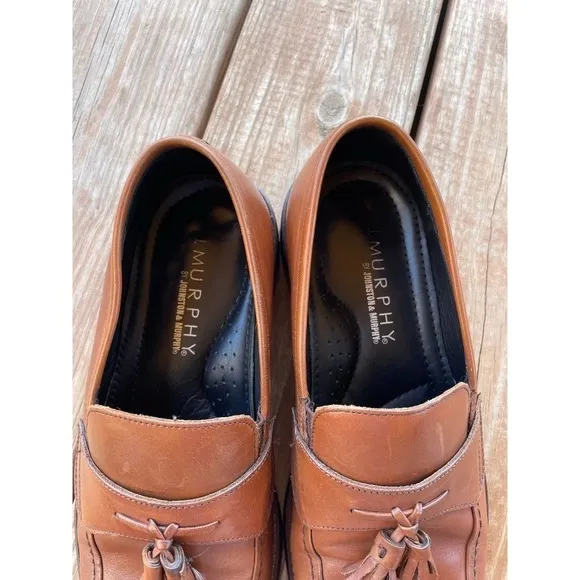 J. Murphy by Johnston &amp; Murphy Men's Loafers Tassel Slip On Cognac Shoes Size 11