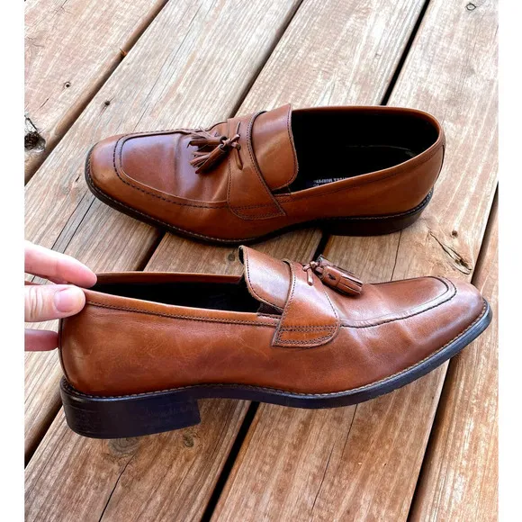 J. Murphy by Johnston &amp; Murphy Men's Loafers Tassel Slip On Cognac Shoes Size 11