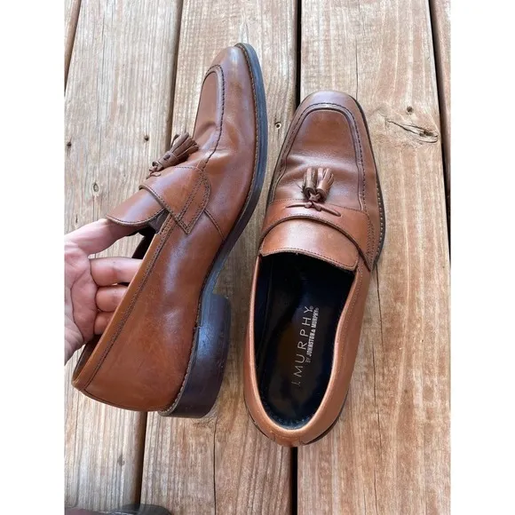 J. Murphy by Johnston &amp; Murphy Men's Loafers Tassel Slip On Cognac Shoes Size 11