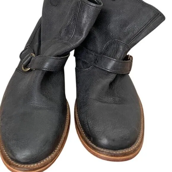 J SHOES  Taylor Boots Black Leather Buckle Rings Size 9