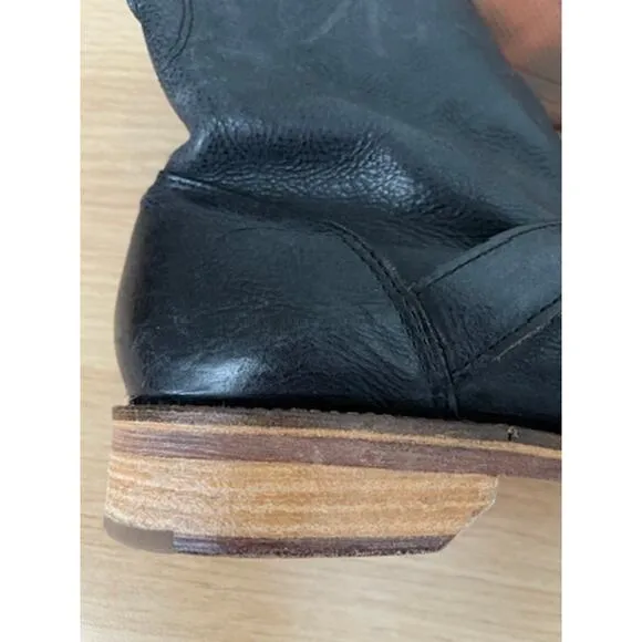 J SHOES  Taylor Boots Black Leather Buckle Rings Size 9