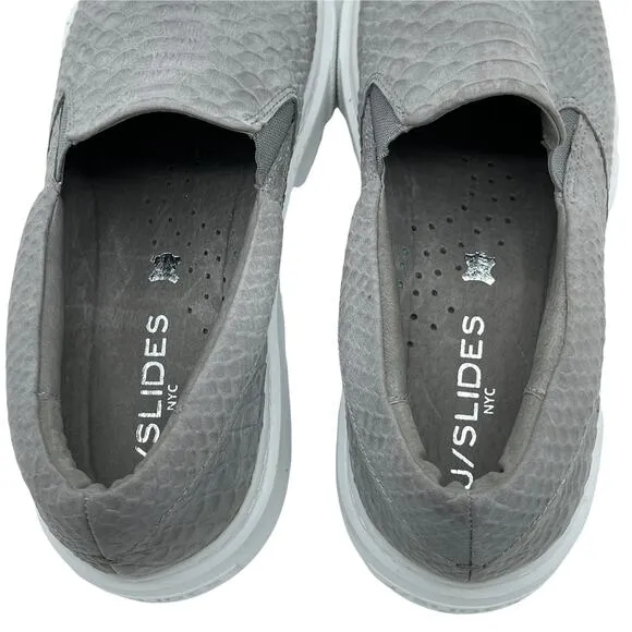 J Slides NYC Ariana Platform Sneakers Faux Snakeskin Croc Pattern Gray Size 8
