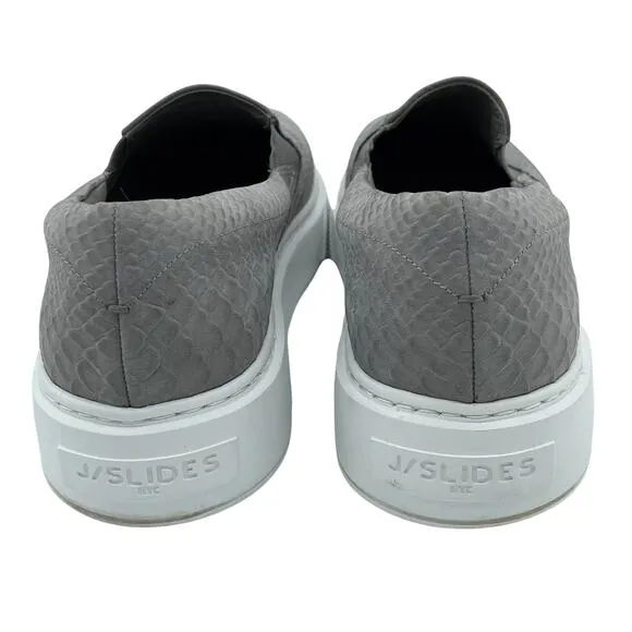 J Slides NYC Ariana Platform Sneakers Faux Snakeskin Croc Pattern Gray Size 8