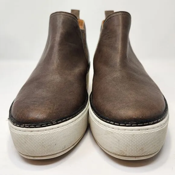 J Slides NYC Womens Mika Brown Leather Platform Slip On Sneakers Size 9 M Ankle