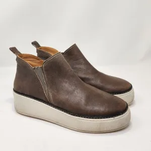 J Slides NYC Womens Mika Brown Leather Platform Slip On Sneakers Size 9 M Ankle