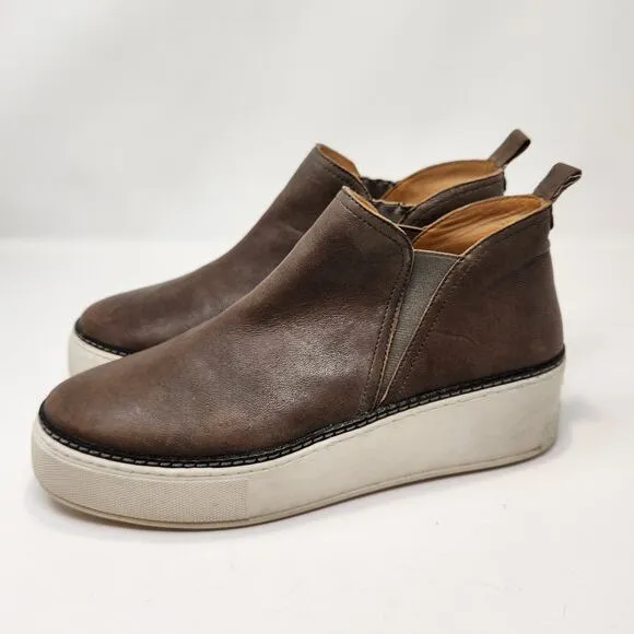 J Slides NYC Womens Mika Brown Leather Platform Slip On Sneakers Size 9 M Ankle