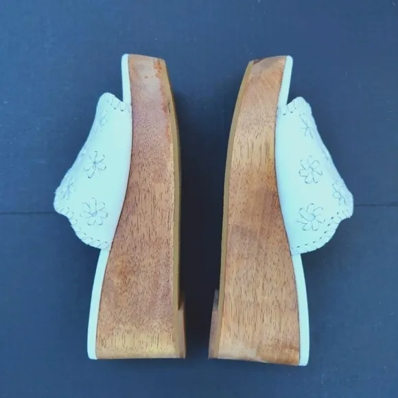 JACK ROGERS Rory Wedge White Floral Women's Slip-On Size 8