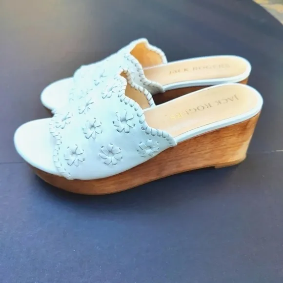 JACK ROGERS Rory Wedge White Floral Women's Slip-On Size 8