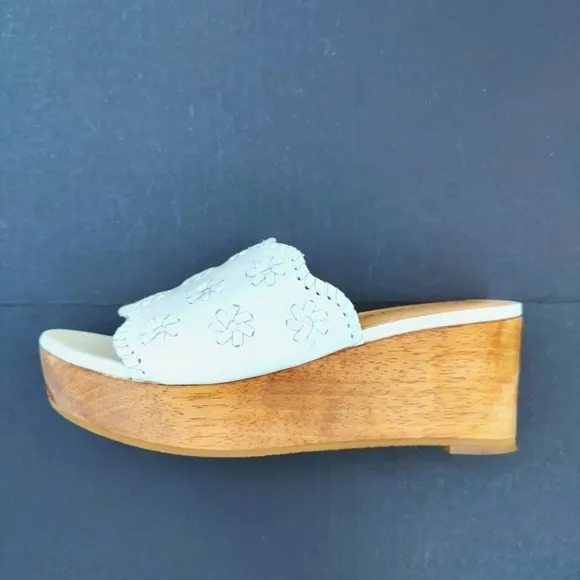 JACK ROGERS Rory Wedge White Floral Women's Slip-On Size 8