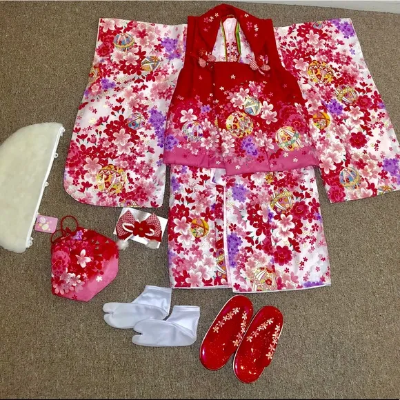 Japanese girls Kimono 7 pieces set 3T-4T
