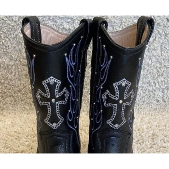 JAR Boot’s Men’s Western Cowboy Leather Boots Cross Size 24 Men 5 US Style 7469