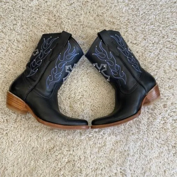 JAR Boot’s Men’s Western Cowboy Leather Boots Cross Size 24 Men 5 US Style 7469