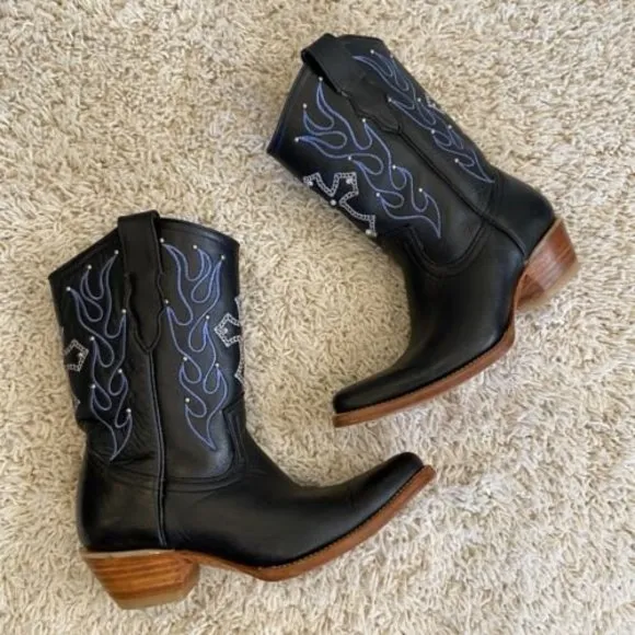 JAR Boot’s Men’s Western Cowboy Leather Boots Cross Size 24 Men 5 US Style 7469