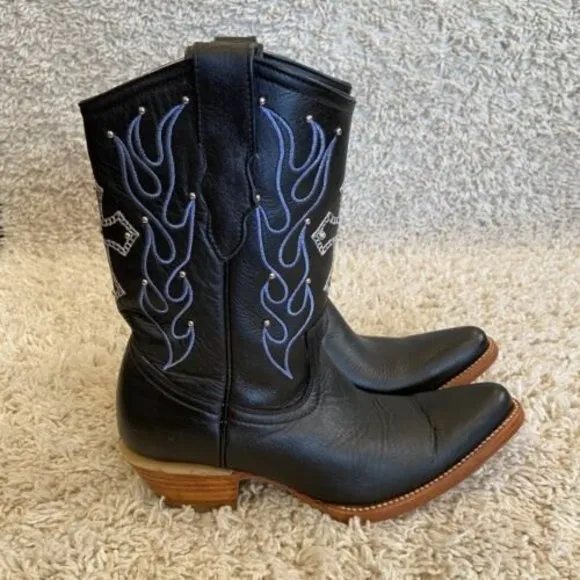JAR Boot’s Men’s Western Cowboy Leather Boots Cross Size 24 Men 5 US Style 7469