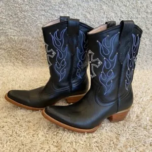JAR Boot’s Men’s Western Cowboy Leather Boots Cross Size 24 Men 5 US Style 7469