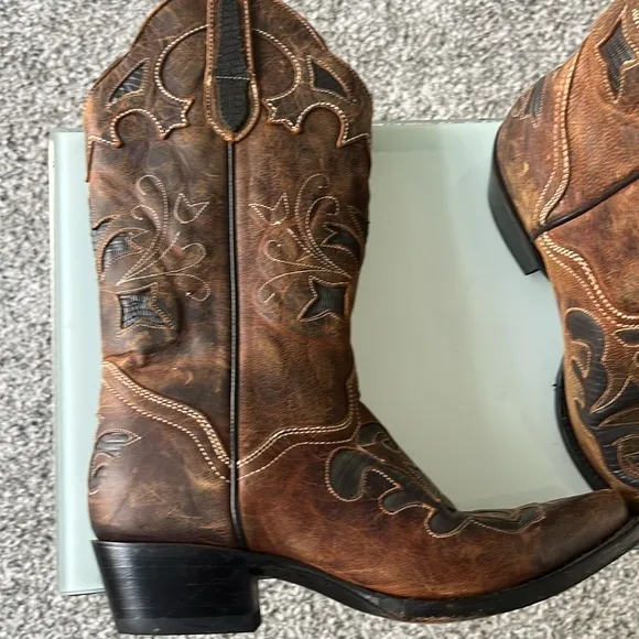 JB Dillon Brown Western leather Cowboy Boots size 8