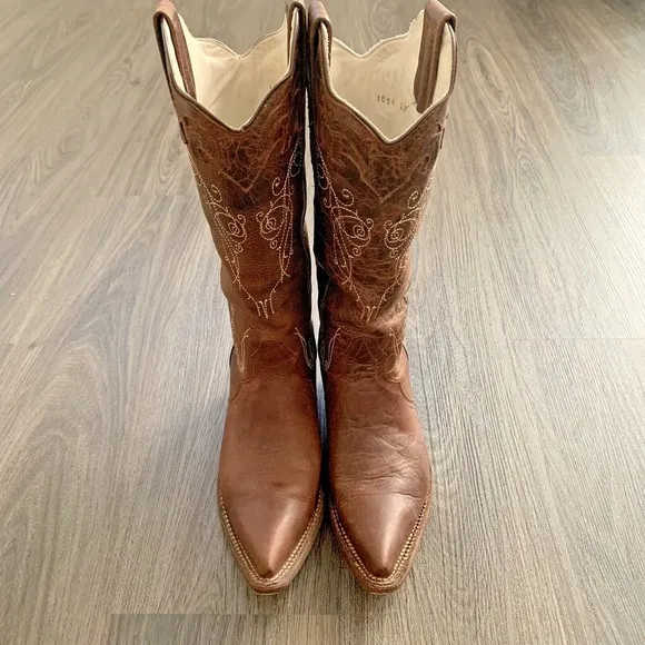 JB DILLON COWBOY WOMEN'S SNIP TOE BROWN BOOTS 7.5 B - JBR 7000 B
