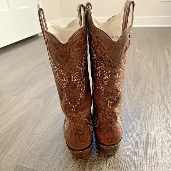 JB DILLON COWBOY WOMEN'S SNIP TOE BROWN BOOTS 7.5 B - JBR 7000 B