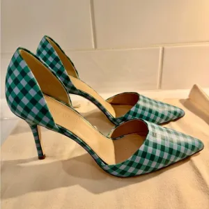 JCrew Elsie D’orsay Gingham leather pumps