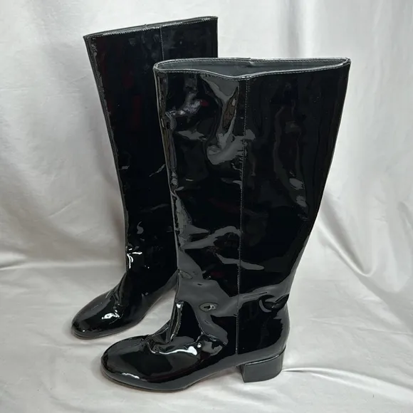 J.Crew Italian Black Patent Leather Boots