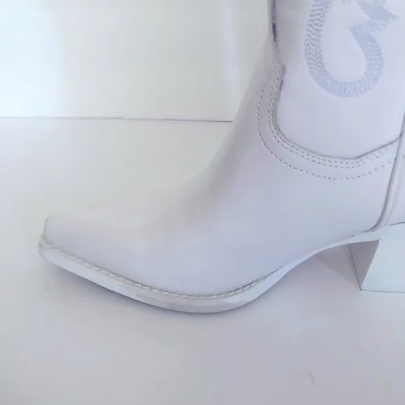 Jeffrey Campbell Dagget White Leather Cowboy Boots Western Size 7