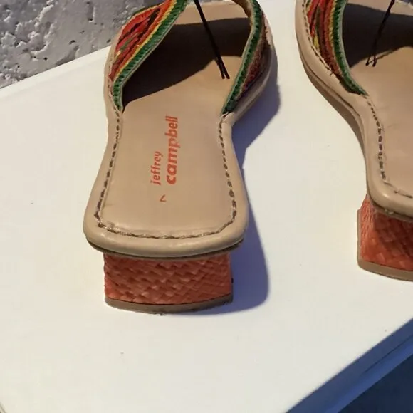 Jeffrey Campbell Dana Raffia Mule - Size 7- Colorful Boho Style - Excellent!