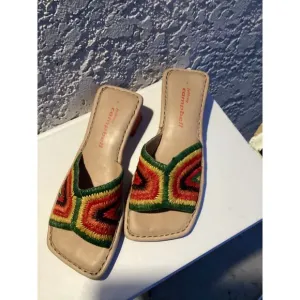 Jeffrey Campbell Dana Raffia Mule - Size 7- Colorful Boho Style - Excellent!