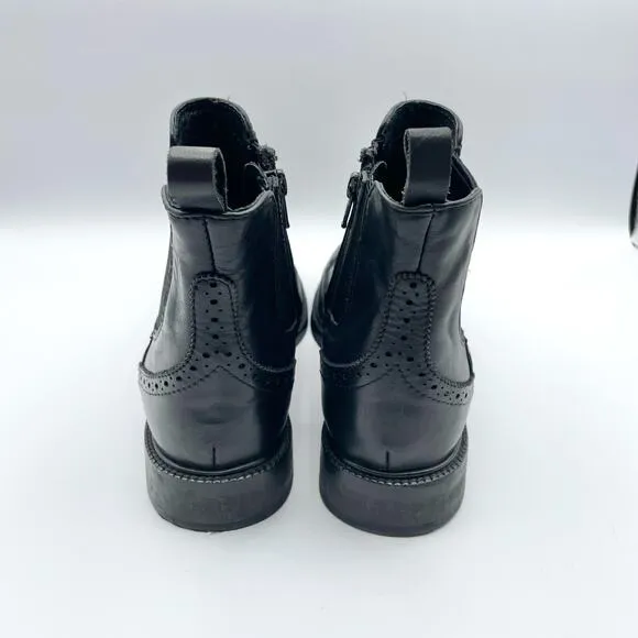 Jeffrey Campbell Edmond Brogue Chelsea Bootie Black Leather Wingtip Ankle Boot 8