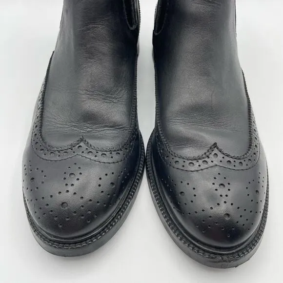 Jeffrey Campbell Edmond Brogue Chelsea Bootie Black Leather Wingtip Ankle Boot 8