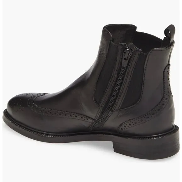 Jeffrey Campbell Edmond Brogue Chelsea Bootie Black Leather Wingtip Ankle Boot 8