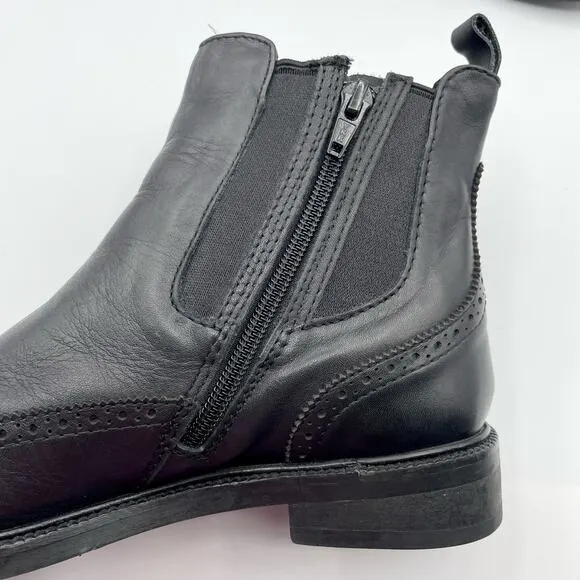 Jeffrey Campbell Edmond Brogue Chelsea Bootie Black Leather Wingtip Ankle Boot 8