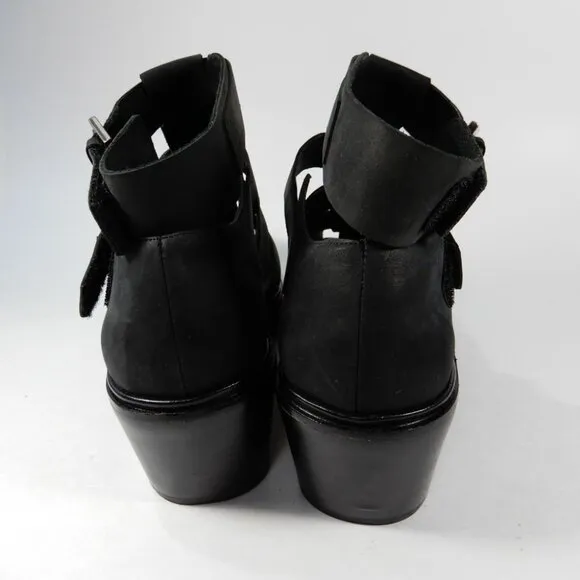 JEFFREY CAMPBELL Elective Fisherman Sandals Size 8 Black Crazy Horse Leather NEW