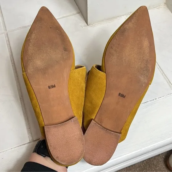 Jeffrey Campbell Genuine Leather Suede Gold Charlin Slide Slip On Bow Flats