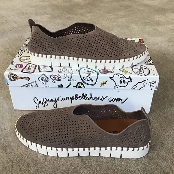 JEFFREY CAMPBELL Perforated Suede Slip On Shoes
