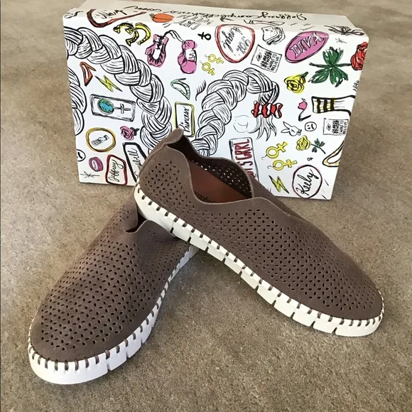 JEFFREY CAMPBELL Perforated Suede Slip On Shoes