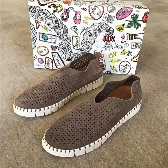 JEFFREY CAMPBELL Perforated Suede Slip On Shoes