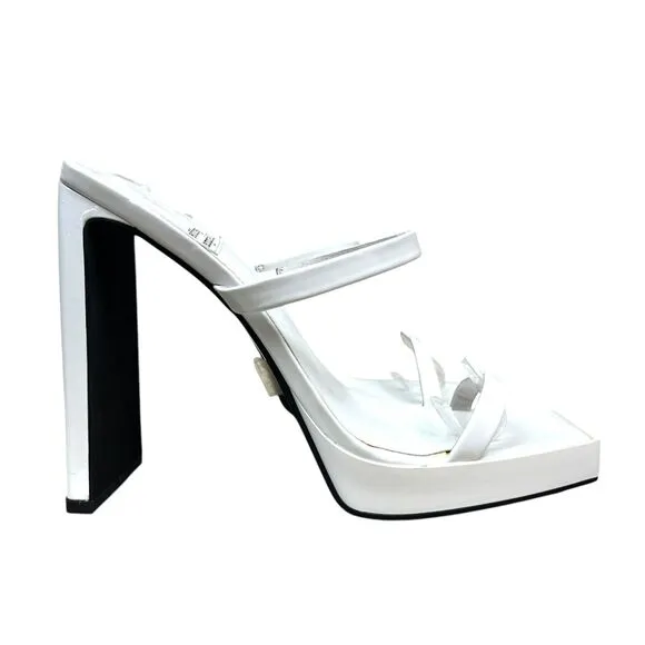 Jeffrey Campbell‎ Womens Platform Sandals Heel Hustler Slip On White Size 9