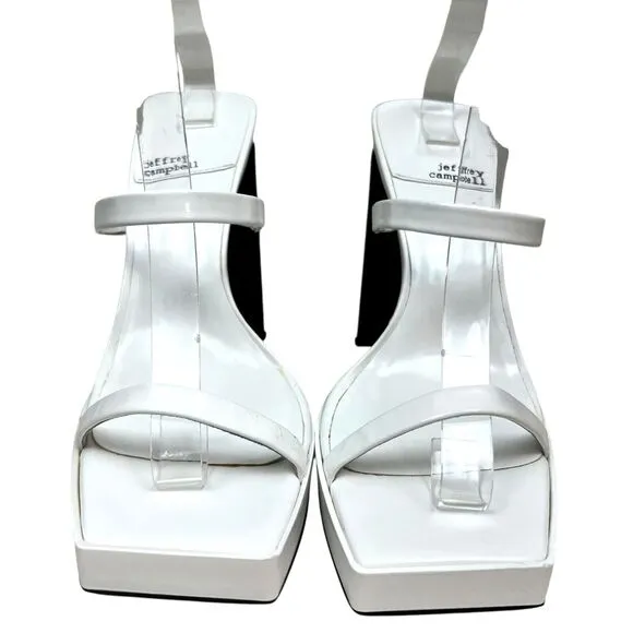 Jeffrey Campbell‎ Womens Platform Sandals Heel Hustler Slip On White Size 9