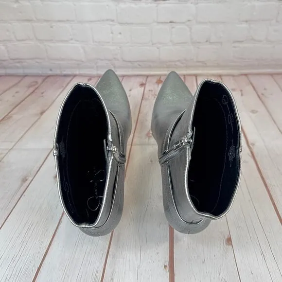 Jessica Simpson Metallic Silver Ankle Boots Women’s Size 8.5M